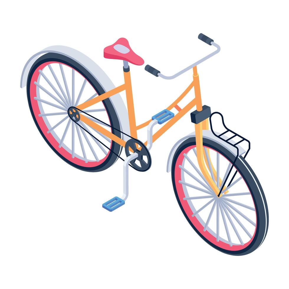 An isometric icon of pedal vehicle vector