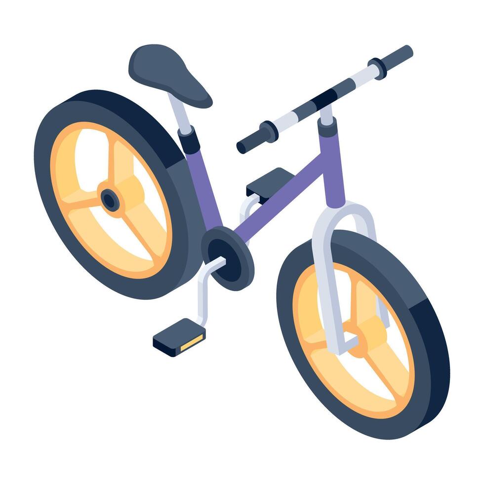 An engaging isometric icon of bicycle bike vector