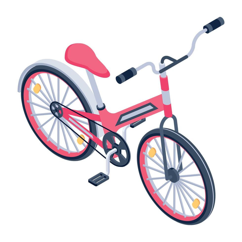 An isometric icon of pedal vehicle vector