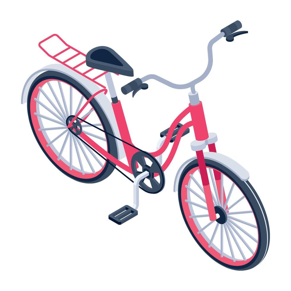 A handy isometric icon of pedal cycle vector