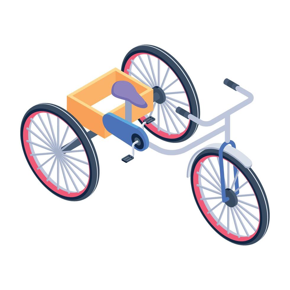 An editable isometric icon of trike vector