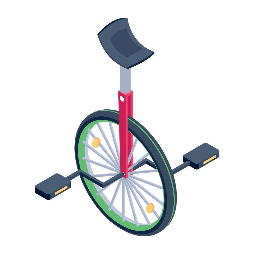 Easy to edit isometric icon of monocycle vector