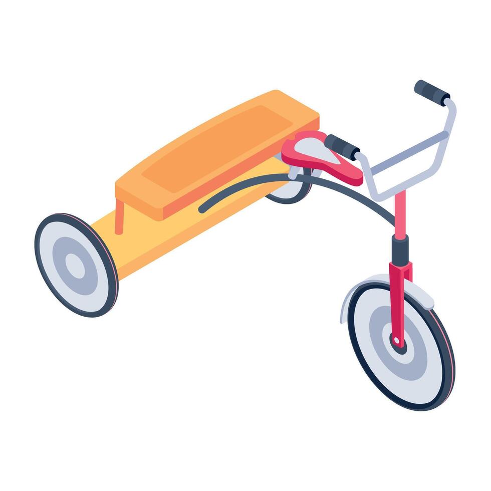 An appealing isometric icon of kids vehicle vector
