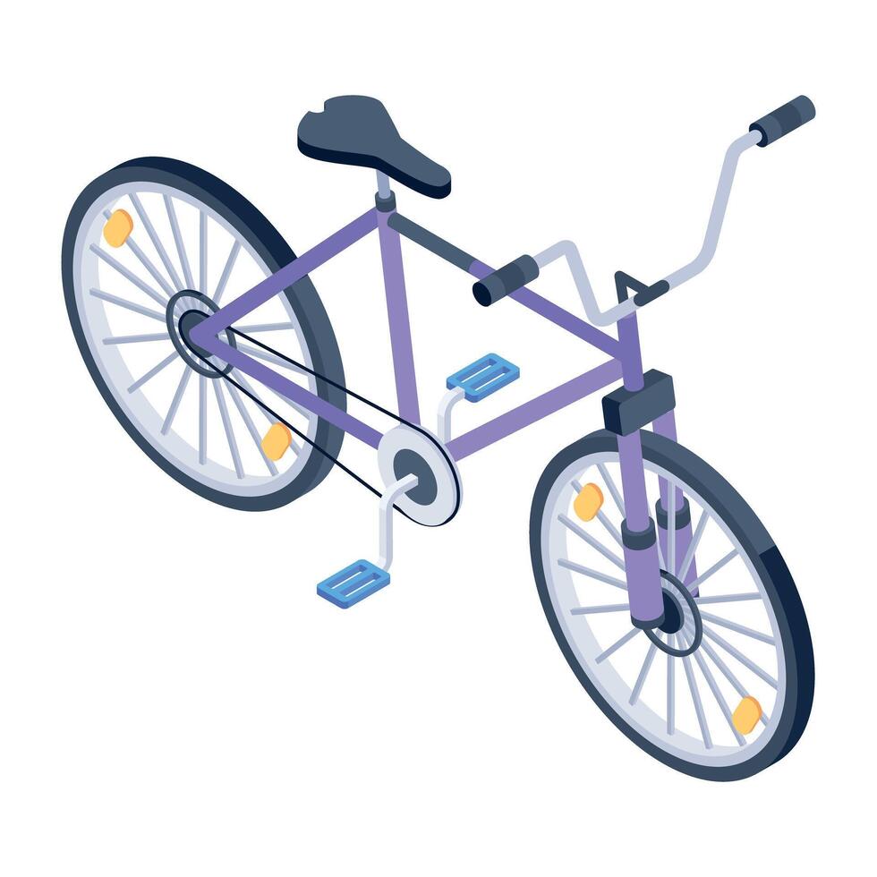A handy isometric icon of two wheeler vector