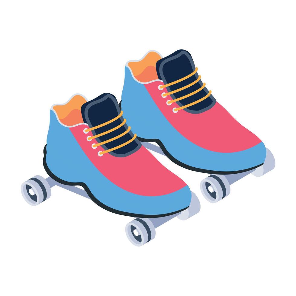 Here is an isometric icon of roller skates vector