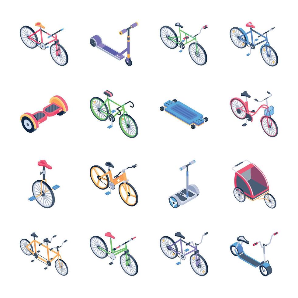 Handy Pack of Transportation Isometric Icons vector