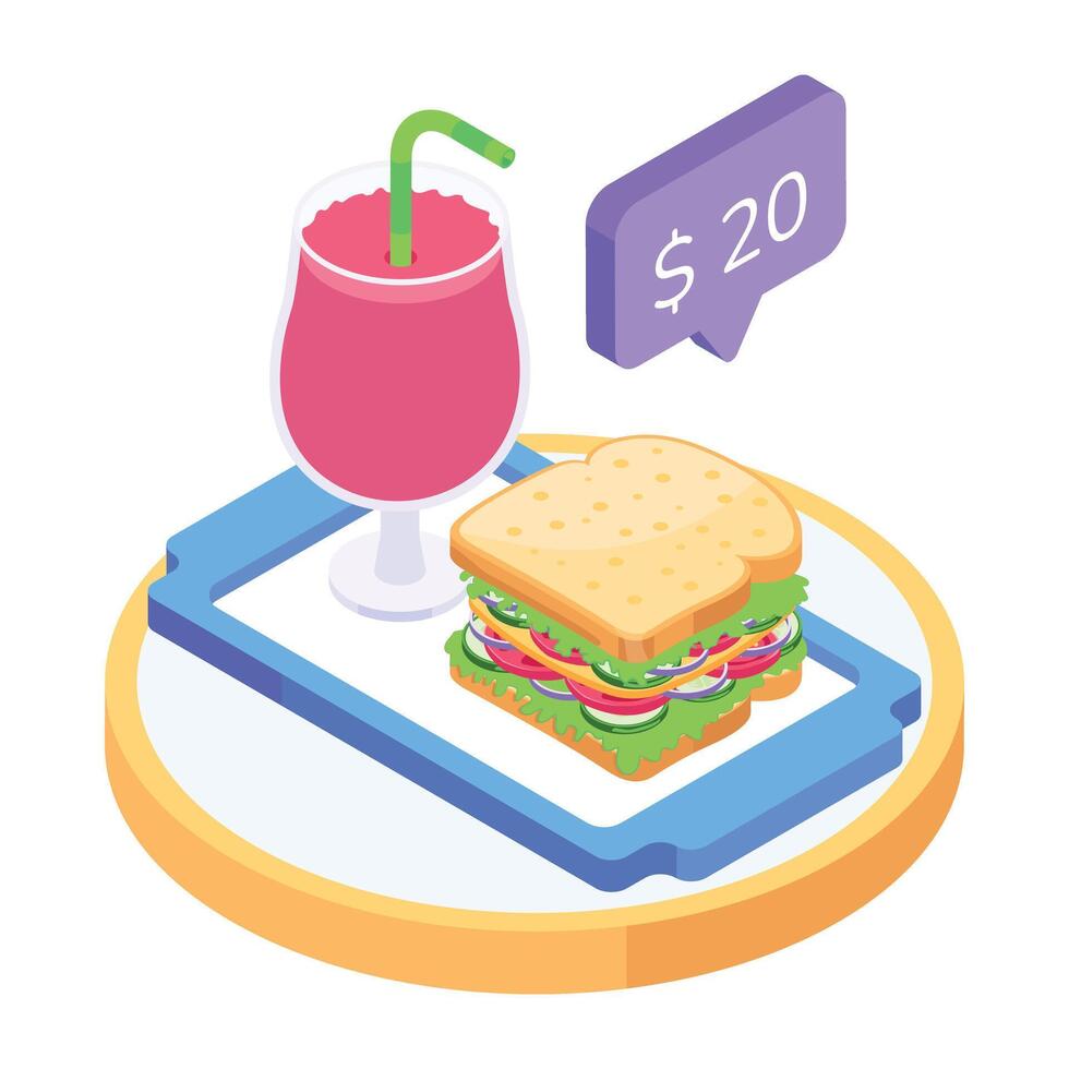 Check out this isometric icon of meal cost vector