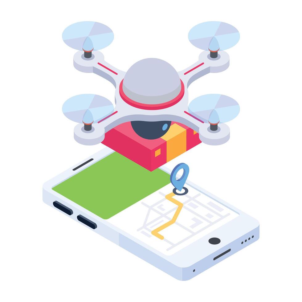 WebTrendy isometric icon of aerial delivery tracking vector