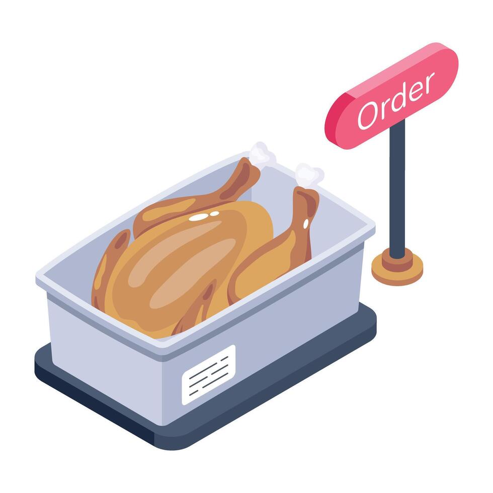 An isometric icon of poultry box vector