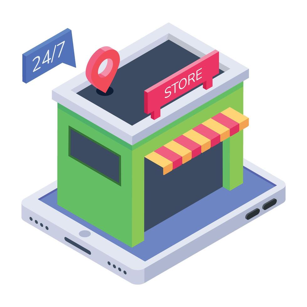 Premium isometric icon of a convenience store vector