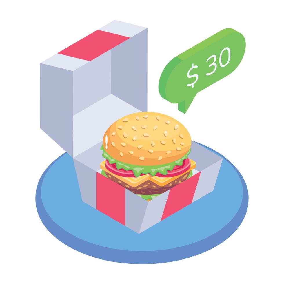 Check out this isometric icon of burger price vector