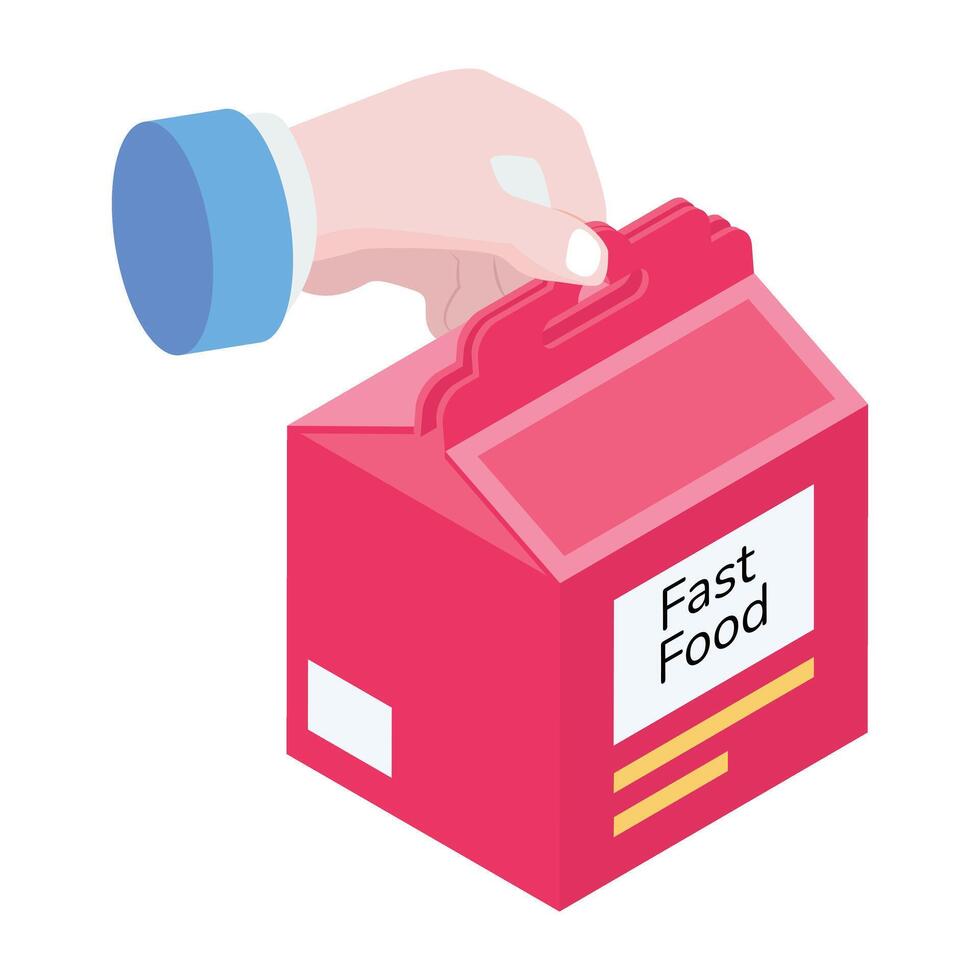 A well-designed isometric icon of takeout box vector