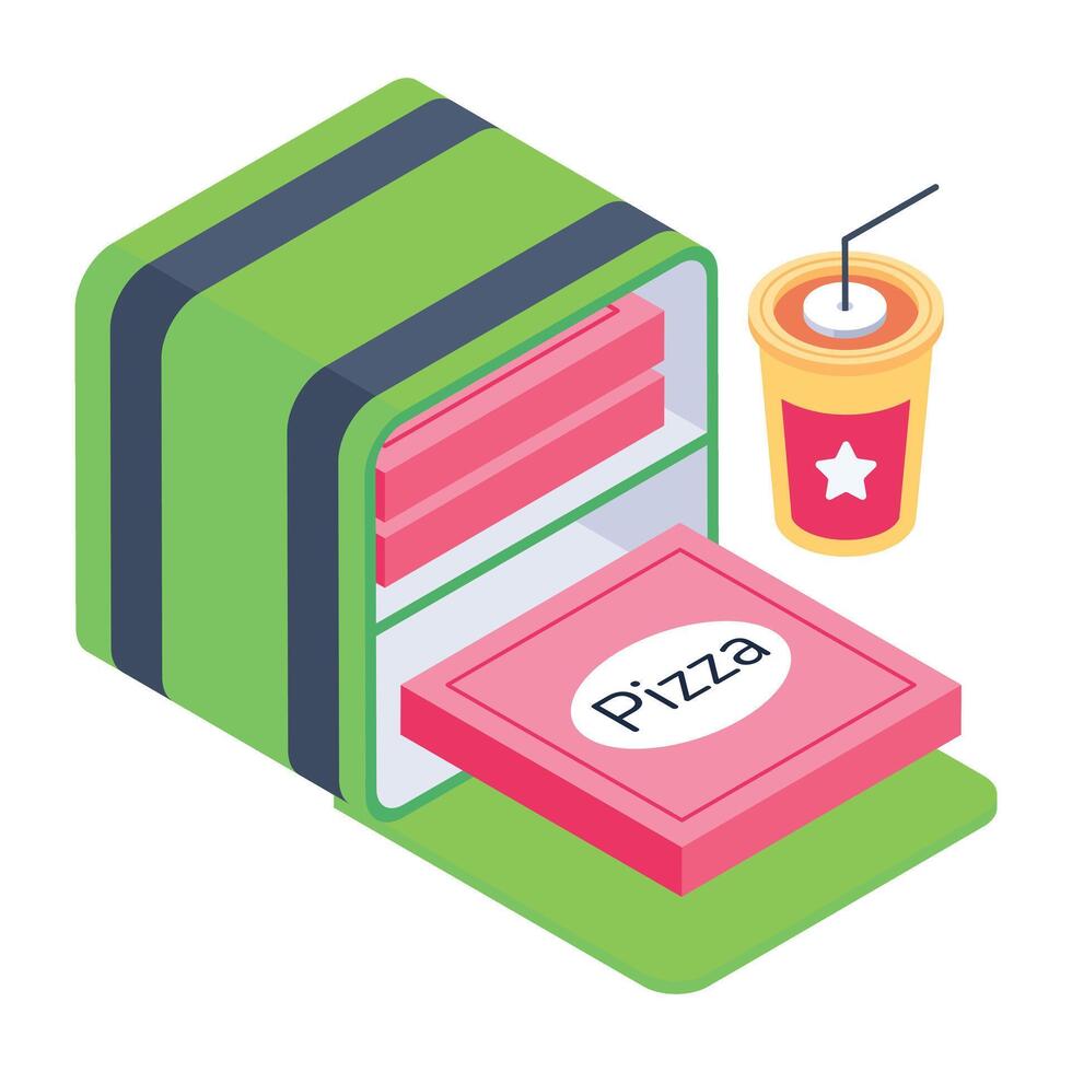 Handy isometric icon of a food delivery bag vector