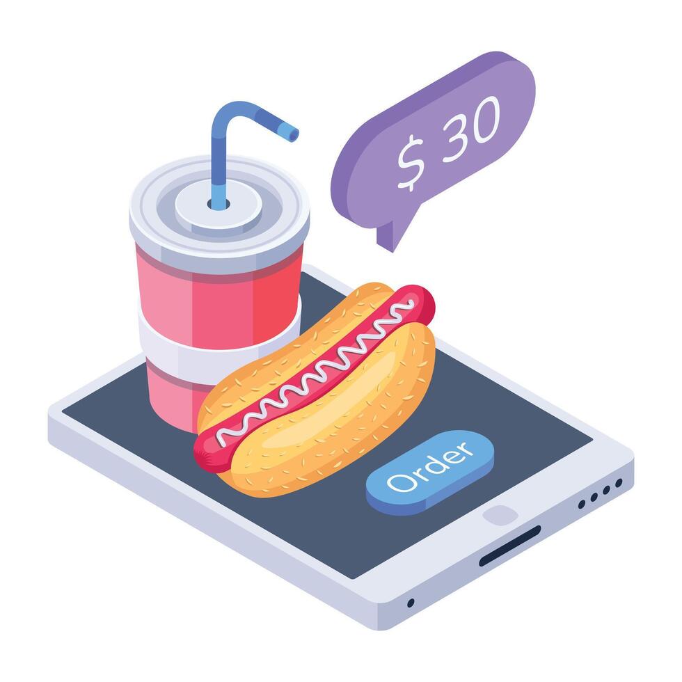 Check out this isometric icon of meal app vector