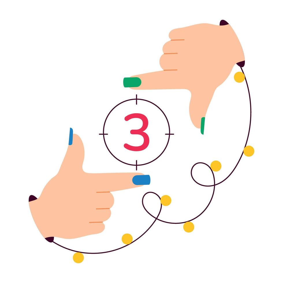 A flat style sticker of film countdown time vector