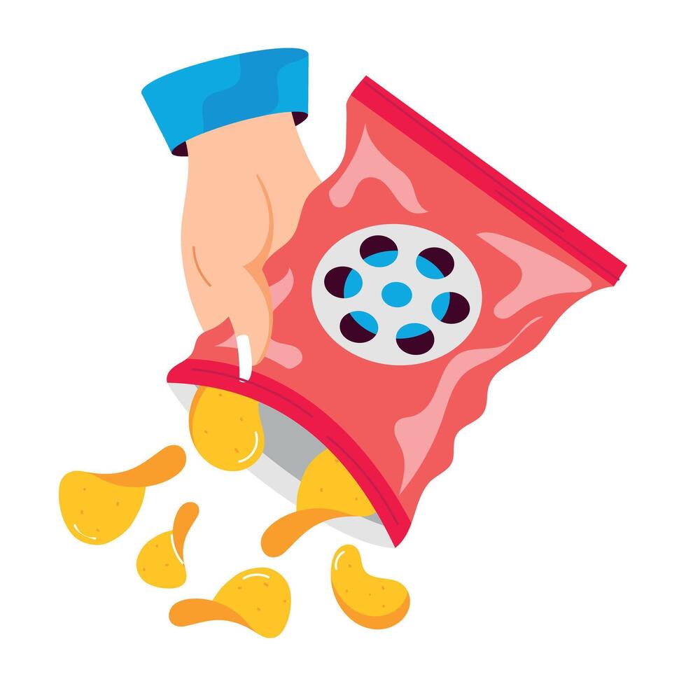 WebOpen chips packet sticker in flat style vector
