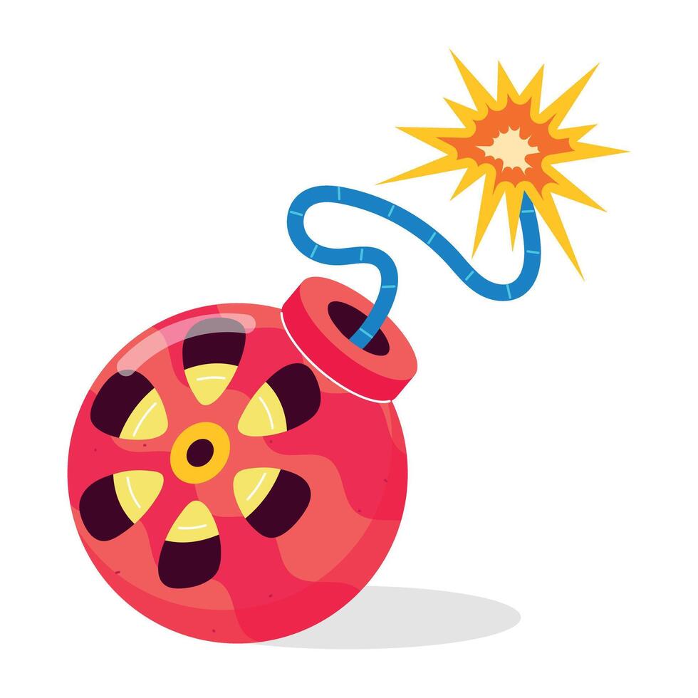 WebBomb with film reel denoting action movie, flat sticker vector