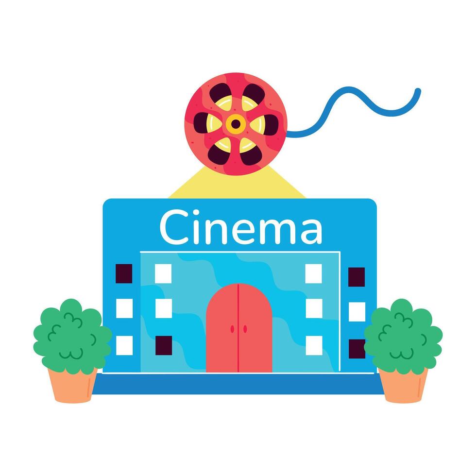 WebA flat style sticker of cinema building vector