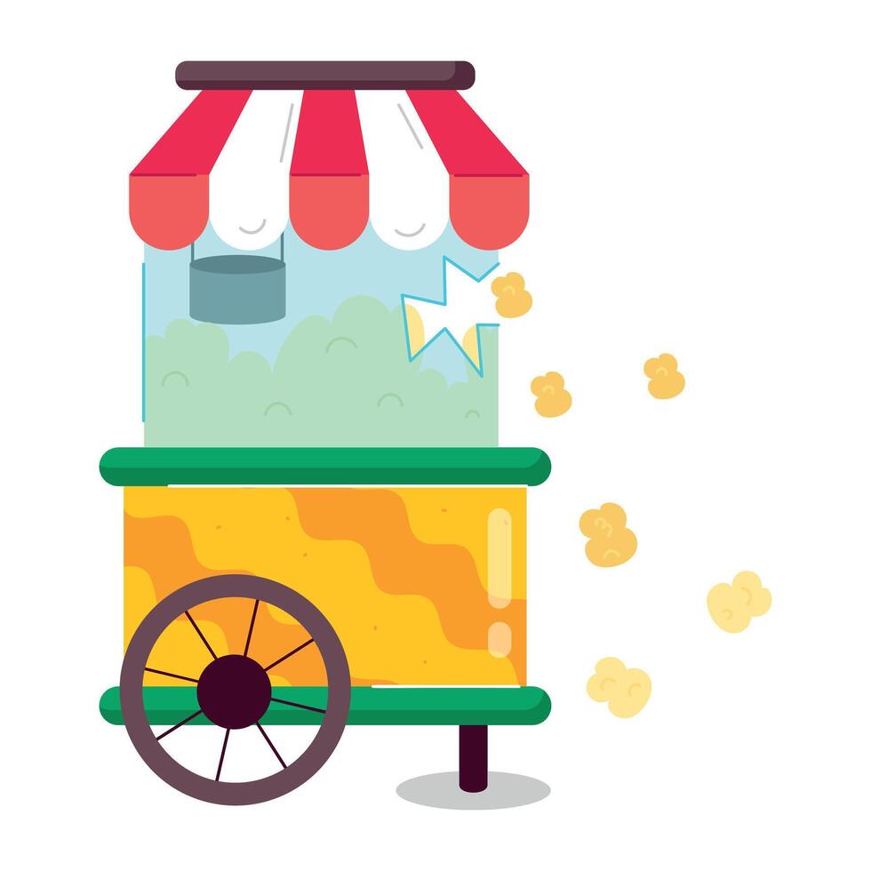 WebA flat style sticker of popcorn machine vector