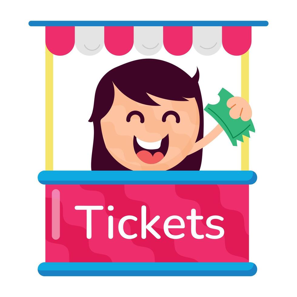 WebA flat style cartoon of ticker booth vector