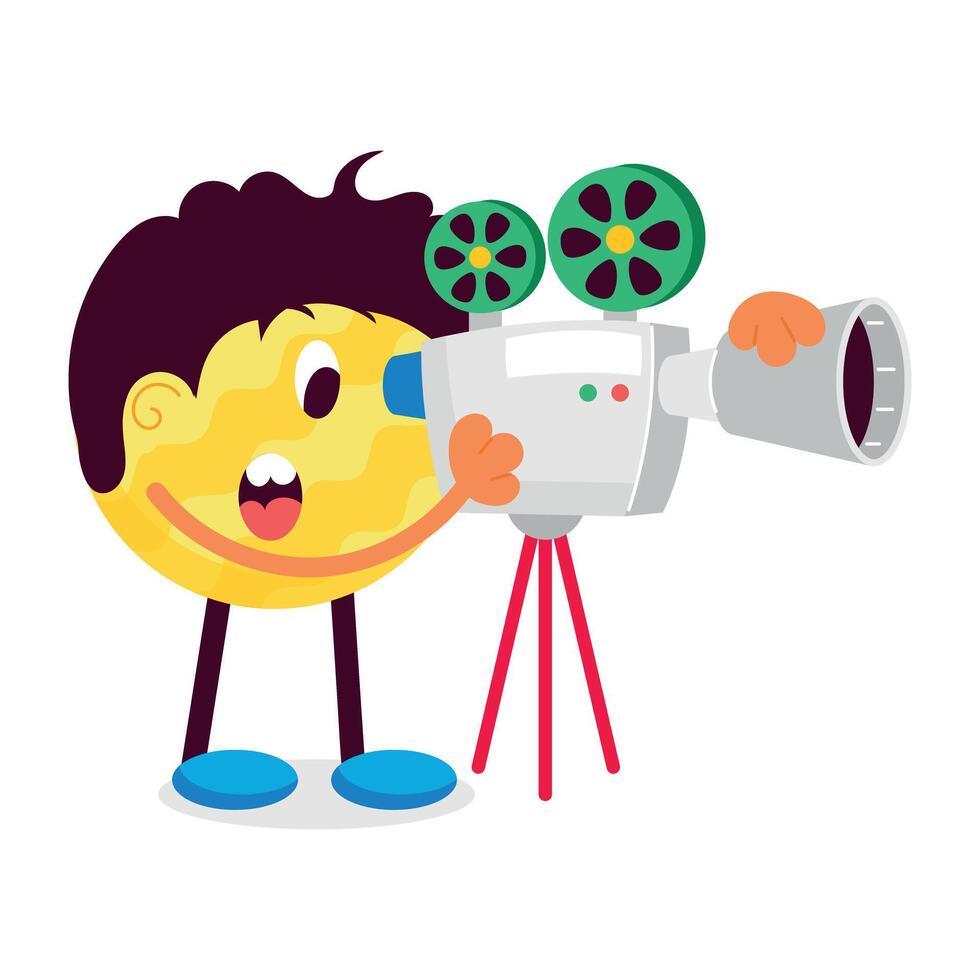 WebA flat style cartoon of film shooting with camcorder vector