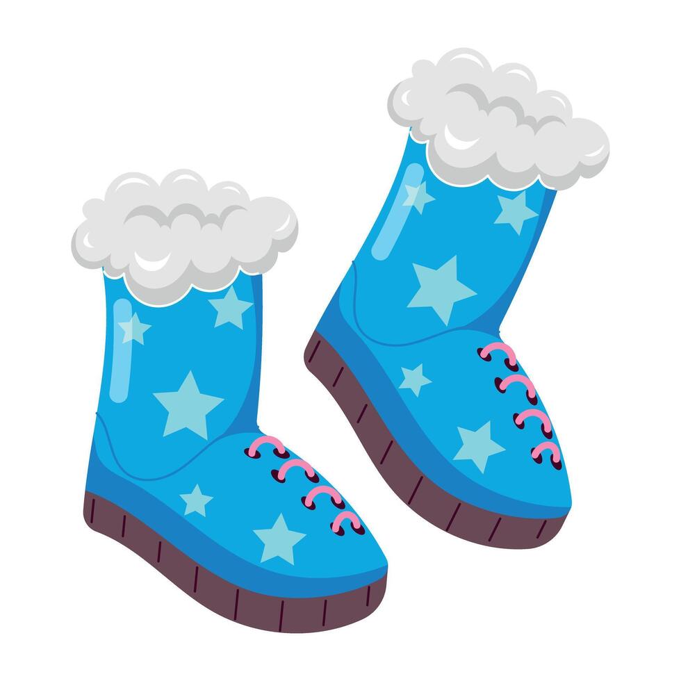 Winter boots sticker designed in flat style vector
