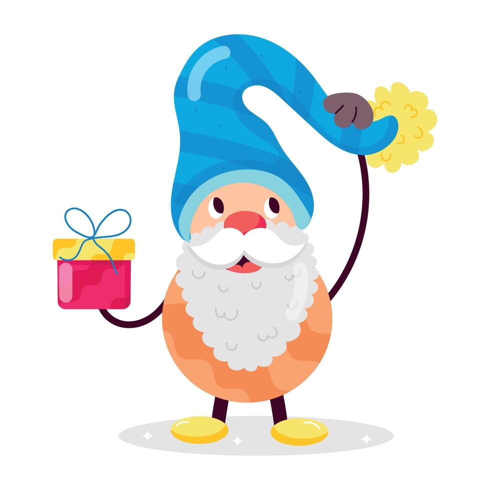 A comic style mascot of santa gift vector