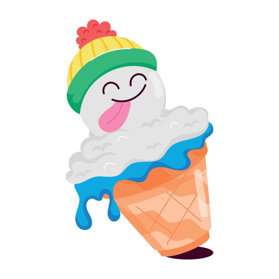 A flat style cartoon of ice cone vector
