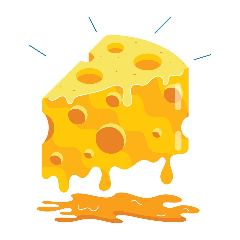 WebA comic style sticker of melting cheese slice vector
