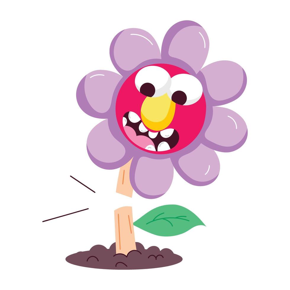 WebA comic style sticker of plucked flower with shocking expression vector
