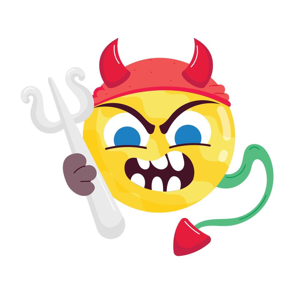 WebA flat cartoon style sticker of devil trident vector