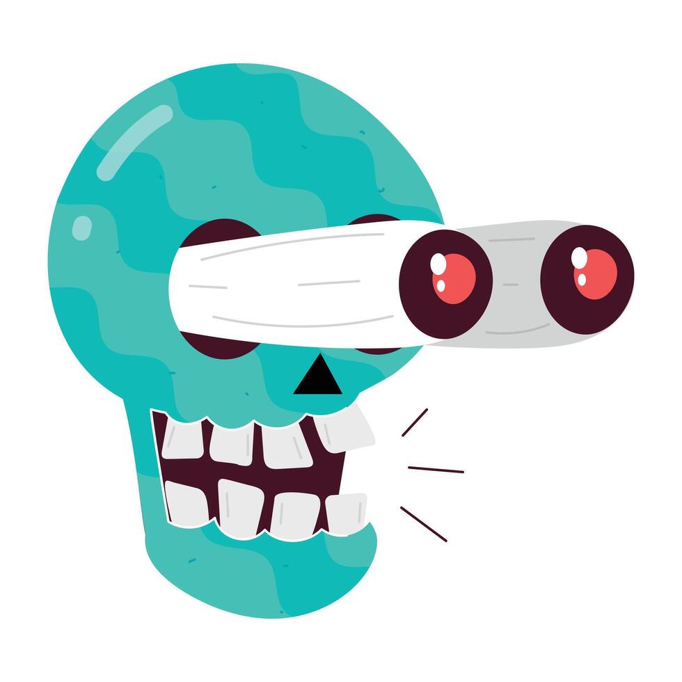 WebA shocked skull with popping eyes, flat cartoon style vector