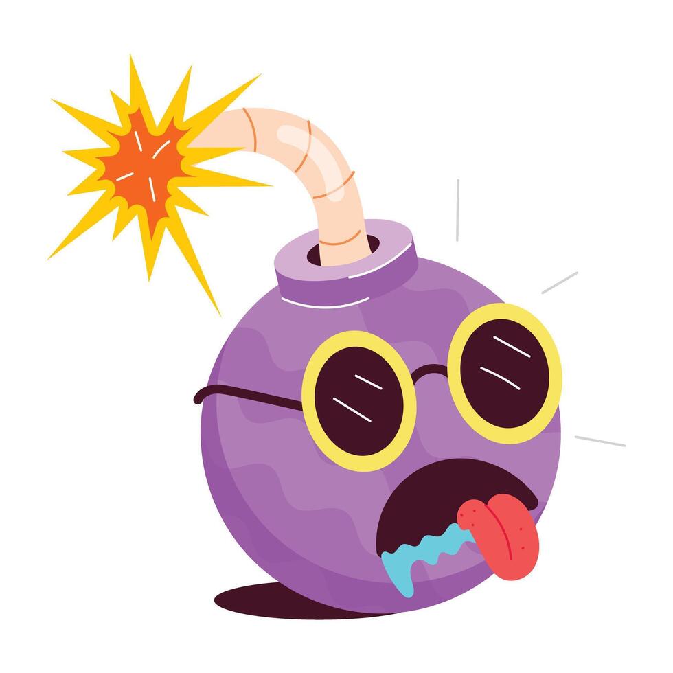 WebAn explosive bomb character with funny retro cartoon face and expression vector