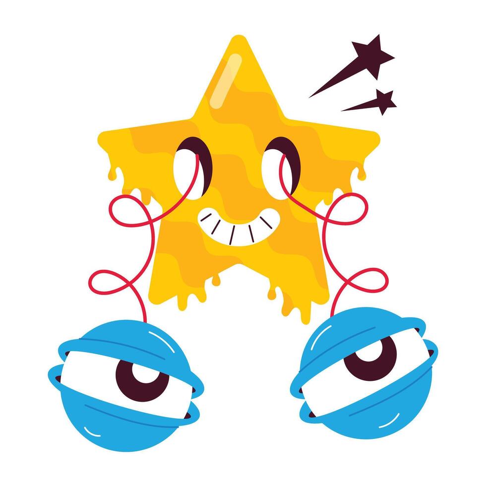A comic style funny star emoji with eyes popping out vector