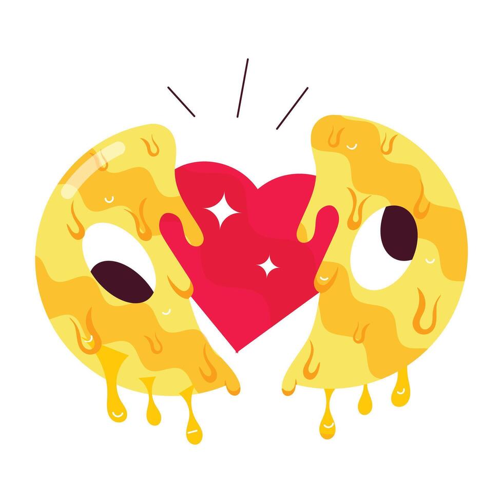 WebA comic style mascot of melting broken emoji with heart in it vector