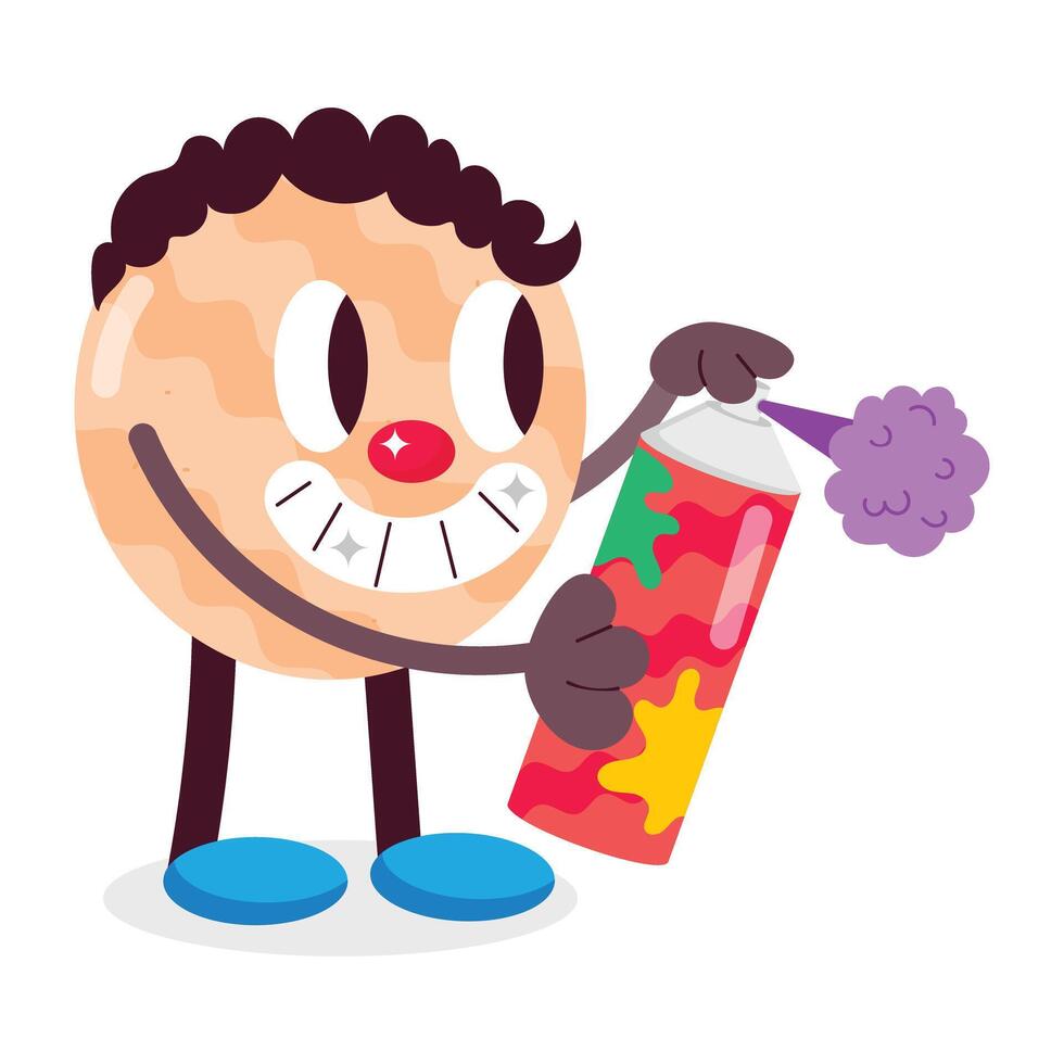 WebFunny cartoon character holding colour spray can vector