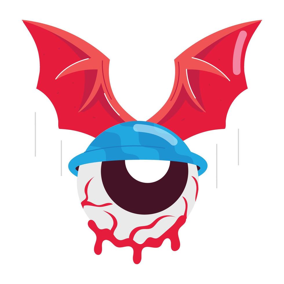 WebA graffiti sticker of bloody halloween eye wings A graffiti sticker of bloody halloween eye wings v vector