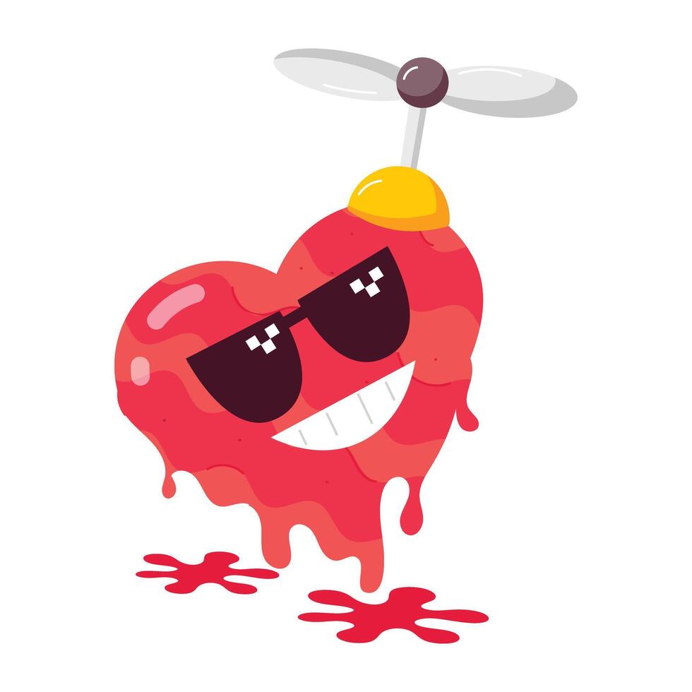 WebMelting heart with glasses emoji, comic style sticker vector