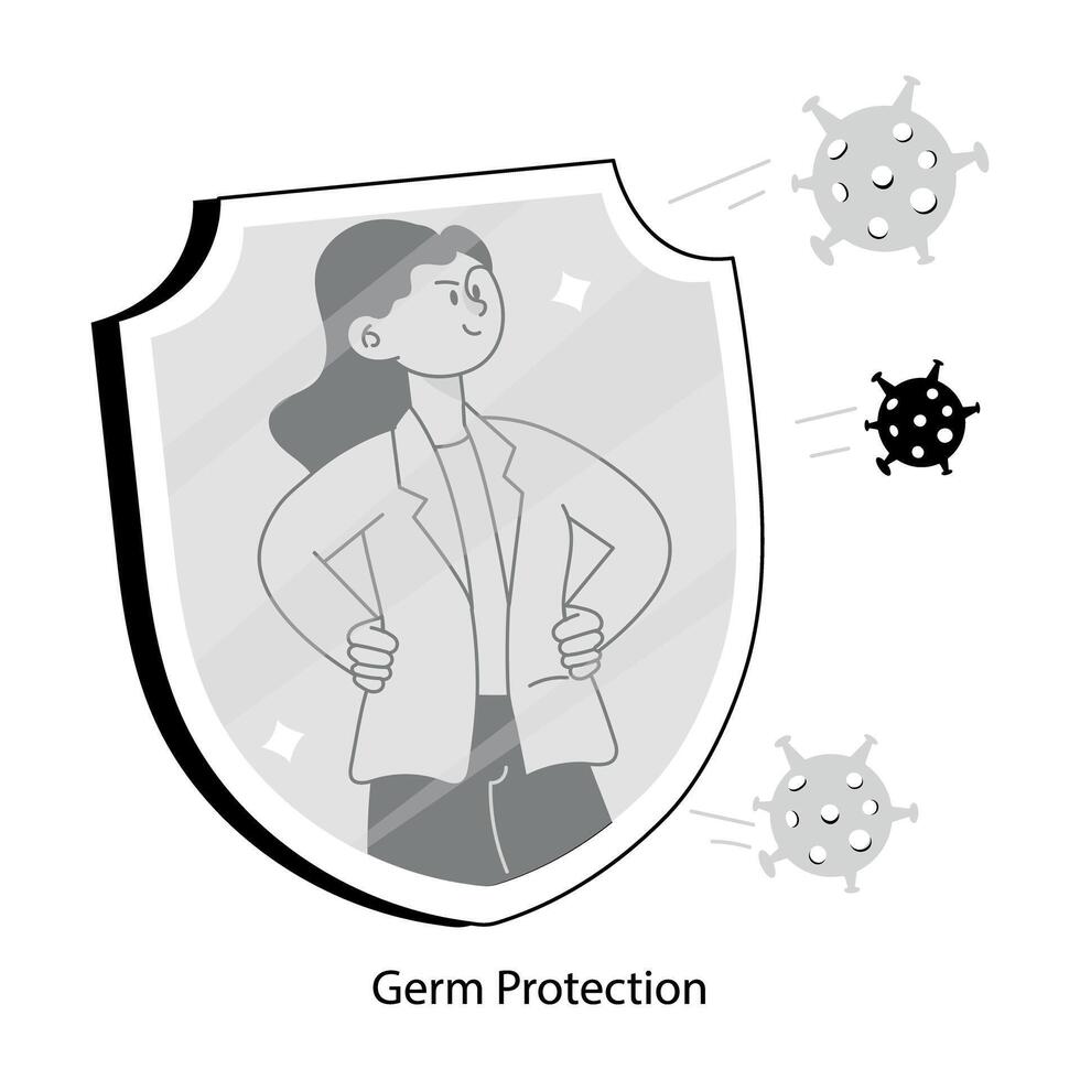 Germ protection mini illustration in doodle style vector