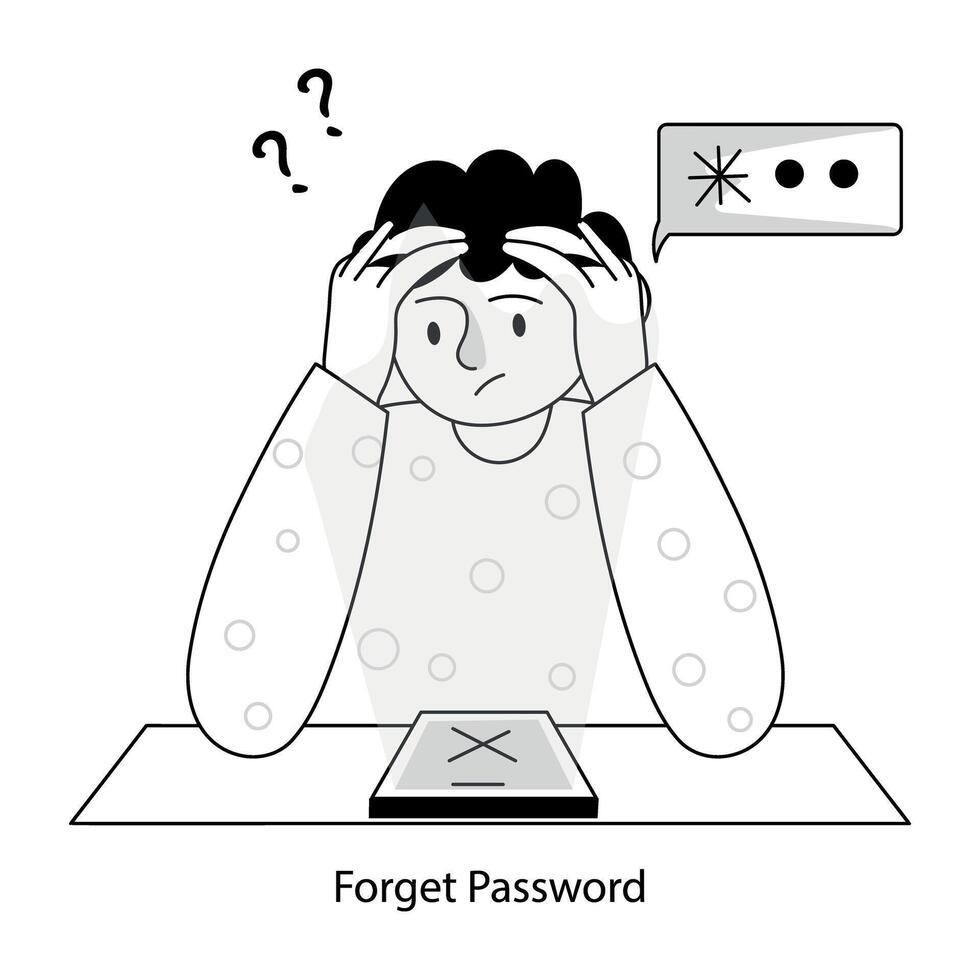 Person forget password hand drawn mini illustration vector