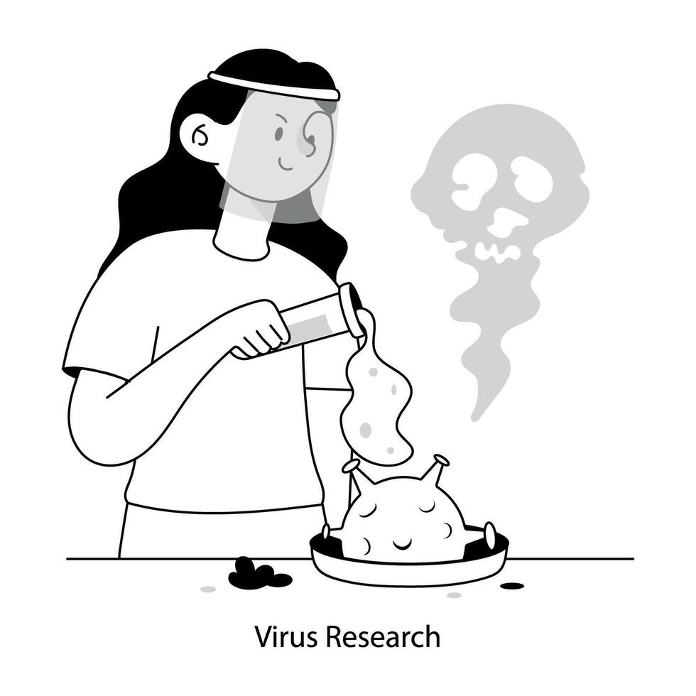 Doodle mini style donating virus research vector