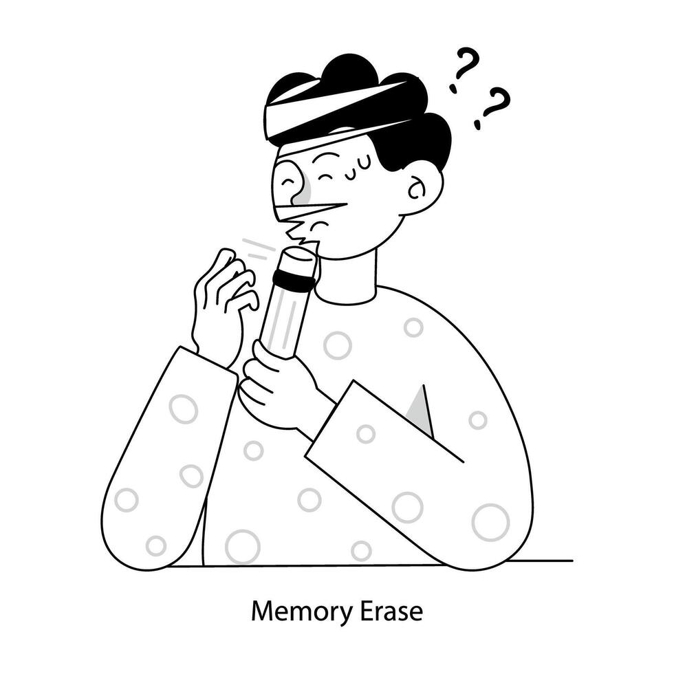 Memory Erase mini illustration in hand drawn style vector