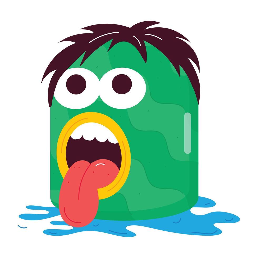 WebA retro style sticker of silly face emoji with tongue out vector