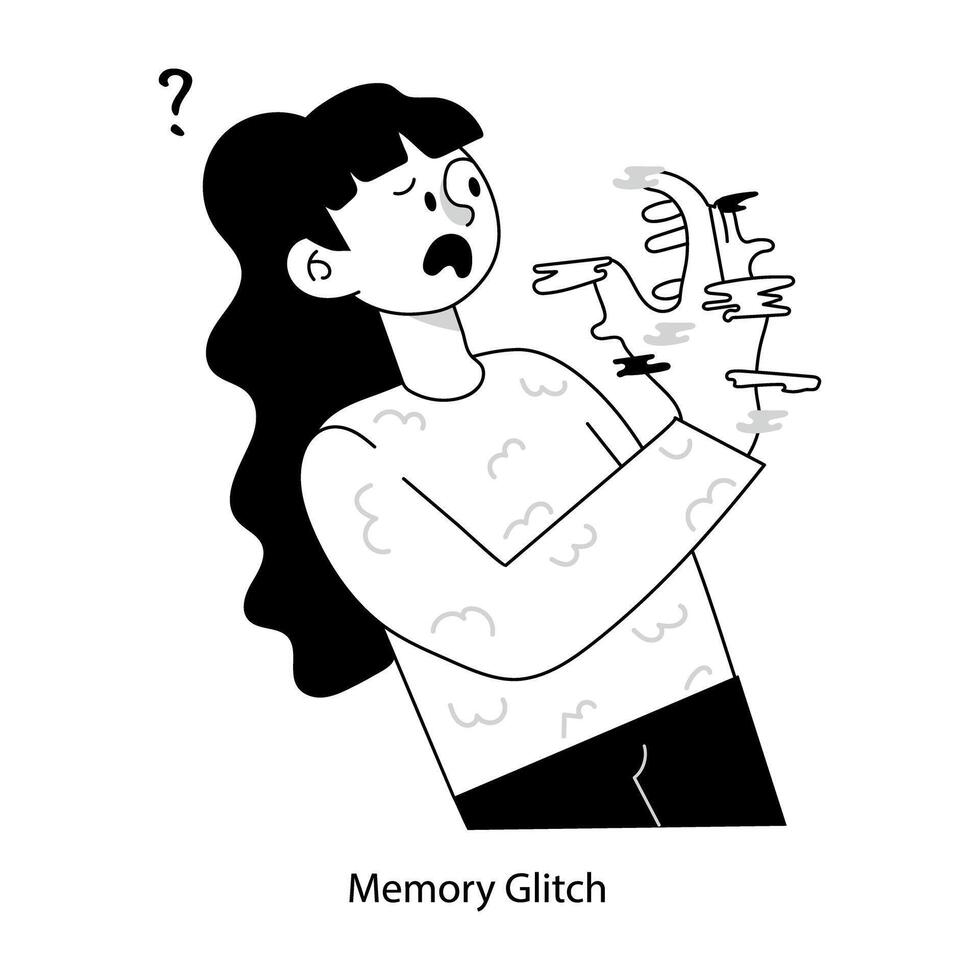 Doodle mini illustration of memory glitch vector