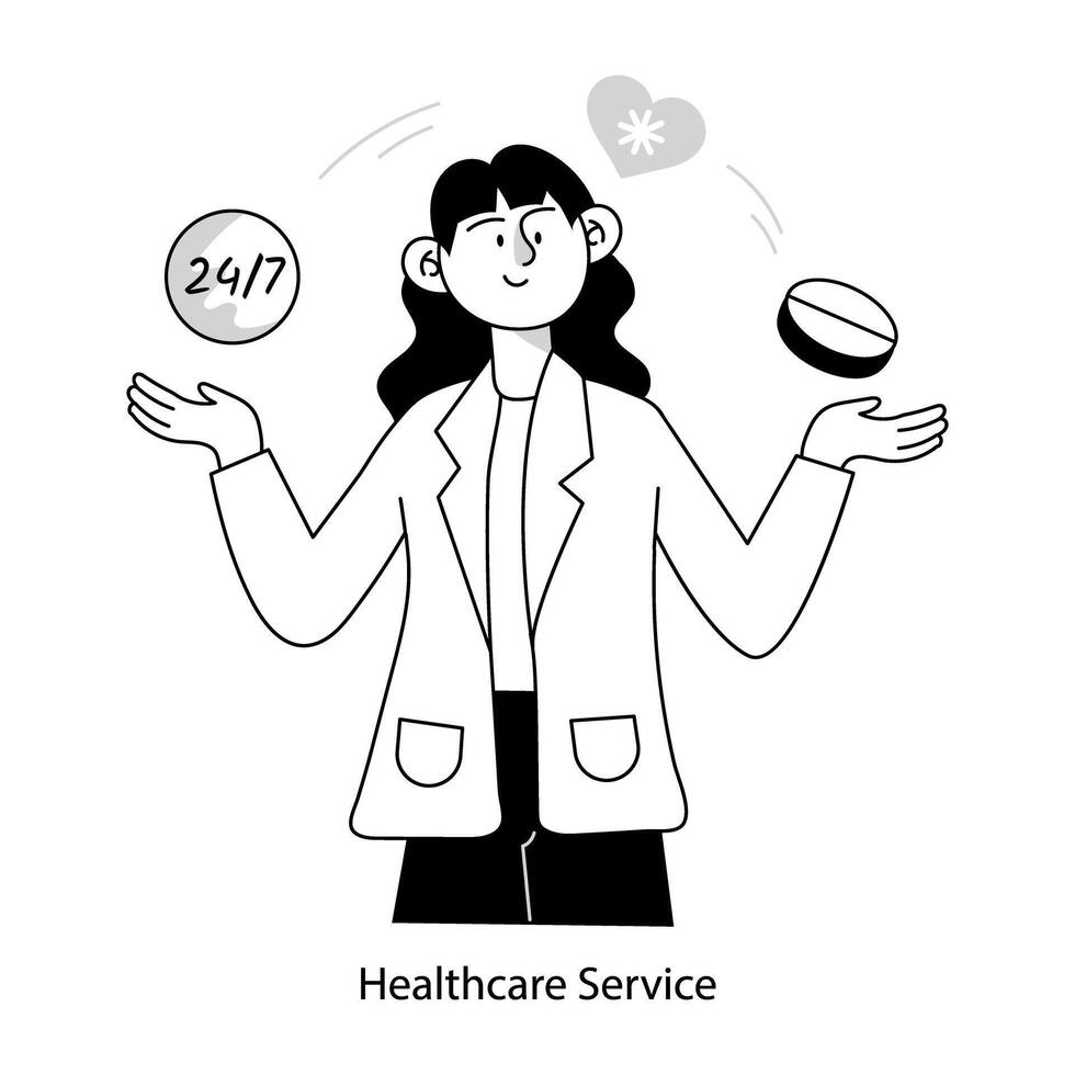 Hand drawn mini illustration donating healthcare service vector