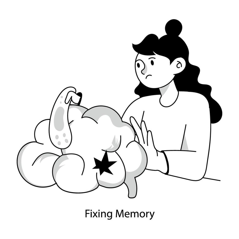 Hand drawn mini illustration of fixing memory vector