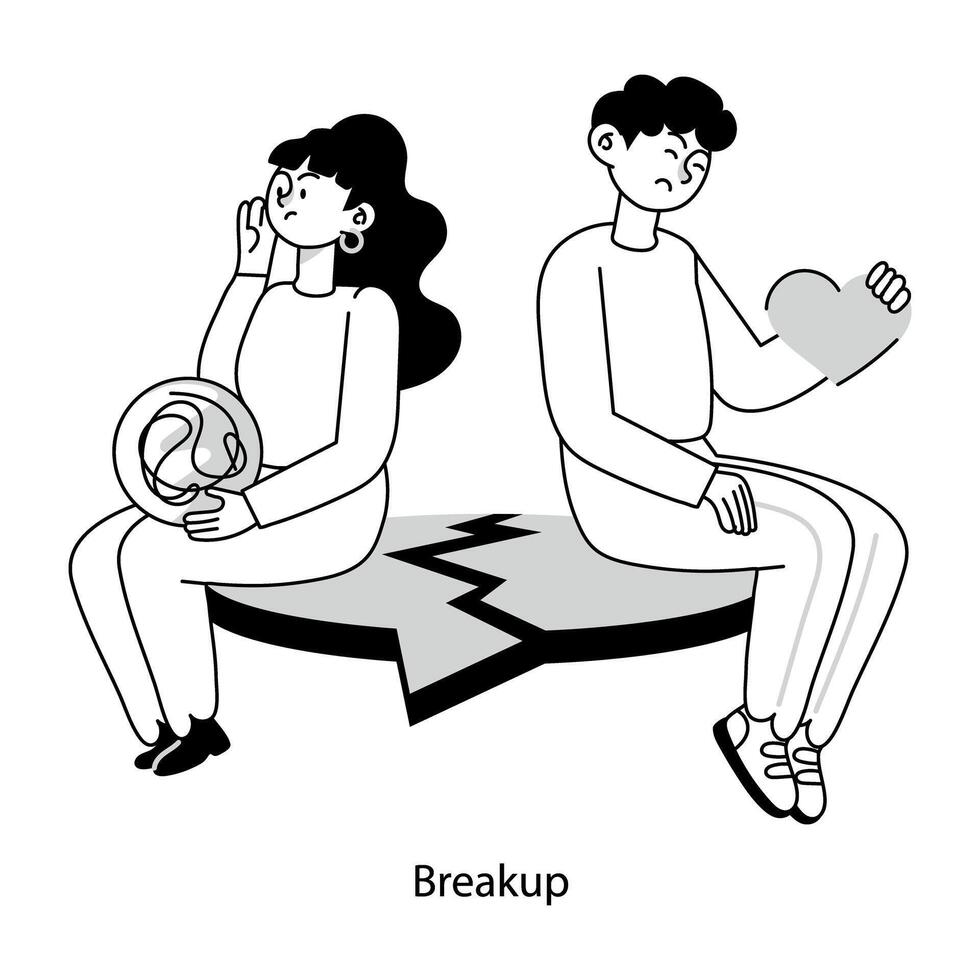Basic RGBCouple breakup hand drawn mini illustration vector