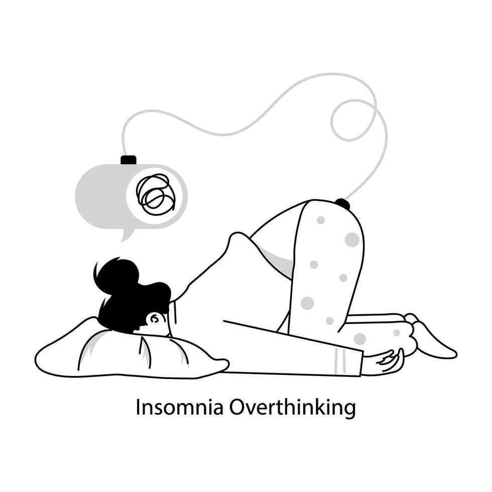 Basic RGBDoodle mini illustration of insomnia overthinking vector