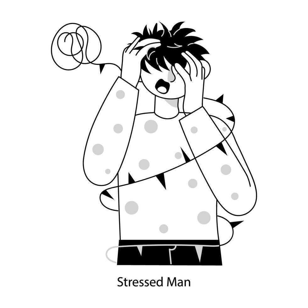 Basic RGBHand drawn mini illustration of stressed man vector