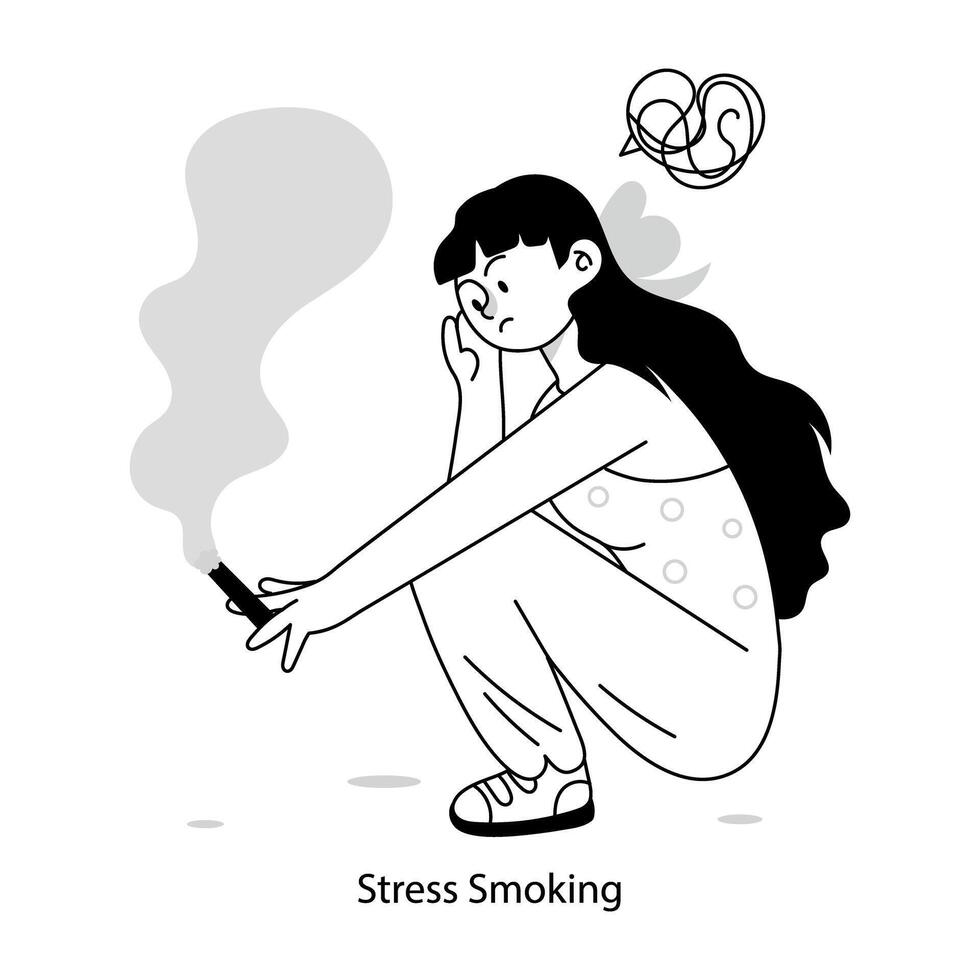 Basic RGBDoodle mini illustration of stress smoking vector